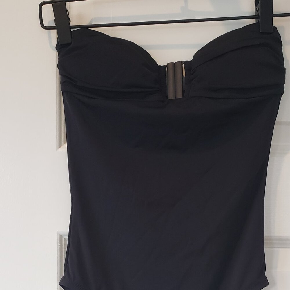 NWT: J Crew Jersey Lomellina Metal Trim Bandeau Tank Swimsuit Size 0